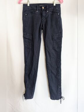 Women's 00 Jeans WH&BM Cargo Ankle Tie Pants Jeans Navy Blue Skinny Leg
